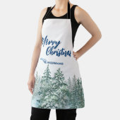 Tablier Joyeux Noël arbres forêt Aquarelle script (Insitu)