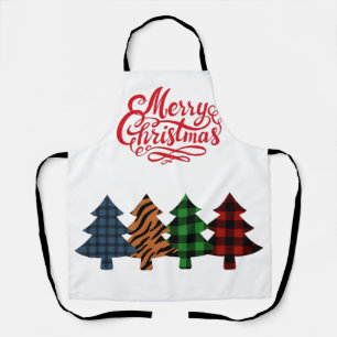 Tablier joyeux noël arbres plaid tone à deux tons