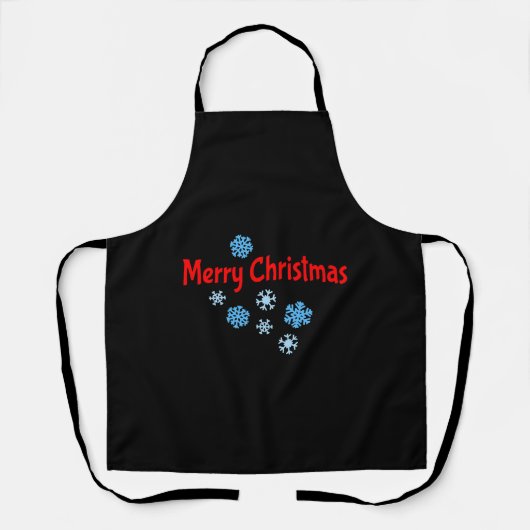 Tablier Joyeux Noël avec des flocons de neige (Recto)