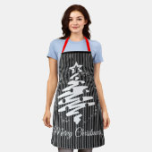 Tablier Joyeux Noël Black Stripe moderne Vacances (Porté)
