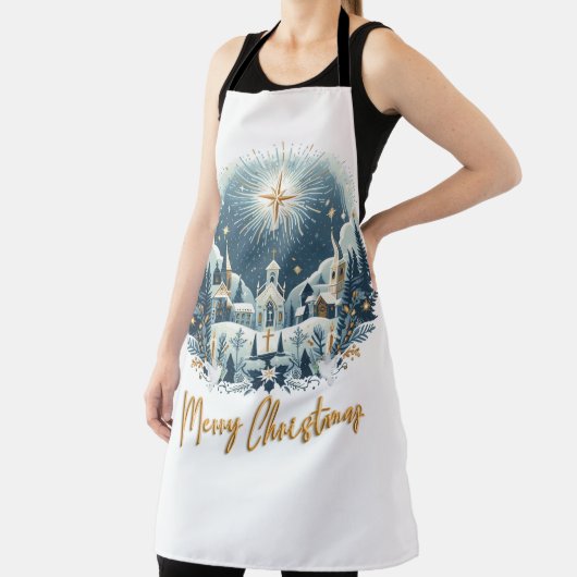 Tablier Joyeux Noël bleu et or (Insitu)