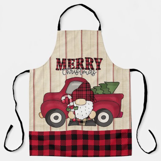 Tablier Joyeux Noël Buffalo Plaid Gnome Apron (Recto)
