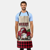 Tablier Joyeux Noël Buffalo Plaid Gnome Apron (Porté)