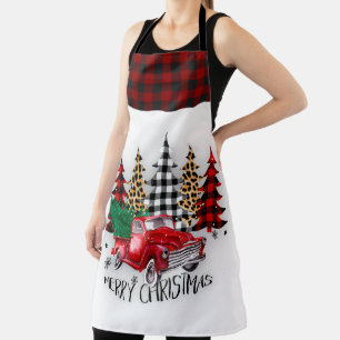 Tablier Joyeux Noël camion et arbres