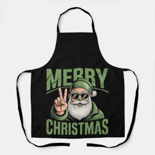 Tablier Joyeux Noël Camo Père Noël Signe de Paix Xmas Vaca