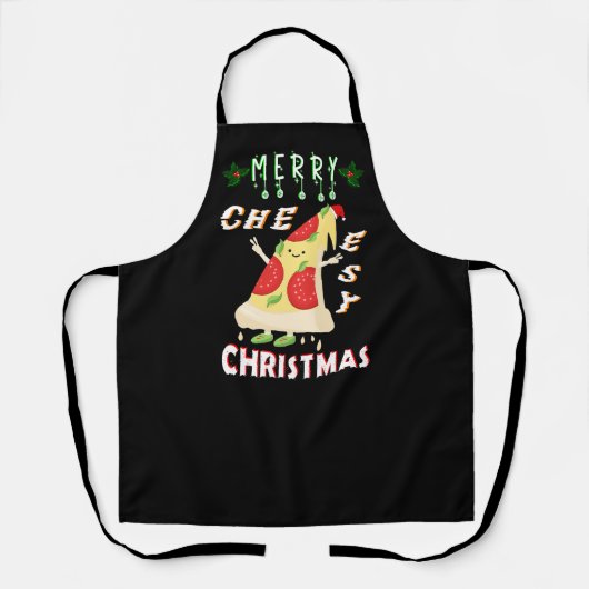 Tablier Joyeux Noël Cheesy Noël Noël Père Noël Pizza Noël (Recto)