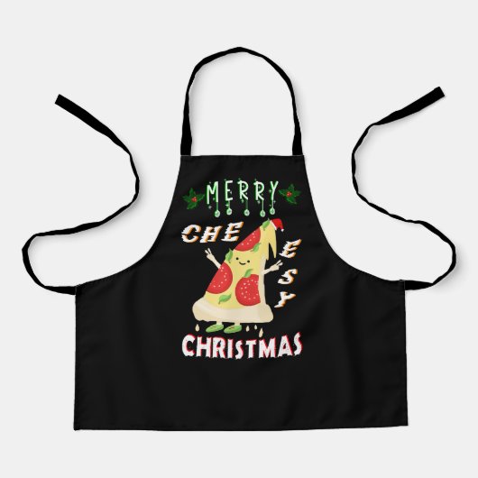 Tablier Joyeux Noël Cheesy Noël Noël Père Noël Pizza Noël (Recto)