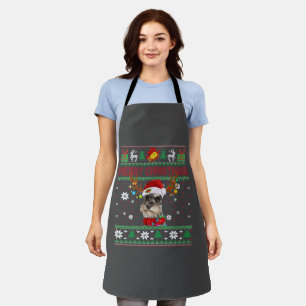 Tablier Joyeux Noël Chien moche Schnauzer Santa Hat