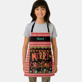 Tablier Joyeux Noël de l’enfant Nom Customisé rose (Insitu)