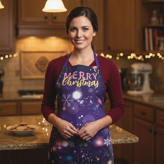 Tablier Joyeux Noël d'hiver violet