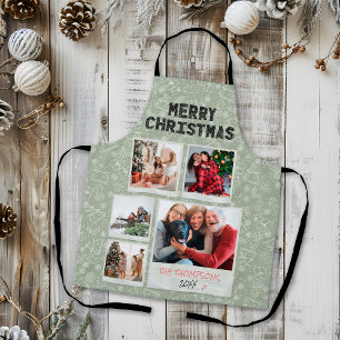 Tablier Joyeux Noël Doodles Verts 5 Photo Cadeau de Famill