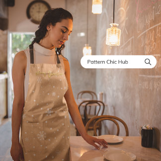 Tablier Joyeux Noël Elégant Pastel Beige Snowflake