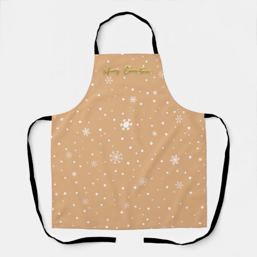 Tablier Joyeux Noël Elégant Pastel Beige Snowflake (Recto)