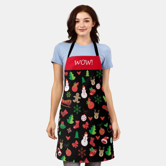 Tablier Joyeux Noël et Bonne Année! Neige du XMAS 2021 (Porté)