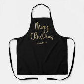 Tablier Joyeux Noël | Faux Gold sur Black Décontracté Scri (Recto)