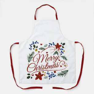 Tablier Joyeux Noël floral