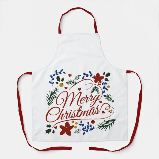 Tablier Joyeux Noël floral   (Recto)