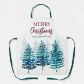 Tablier Joyeux Noël Forêt moderne Arbres Femmes (Recto)