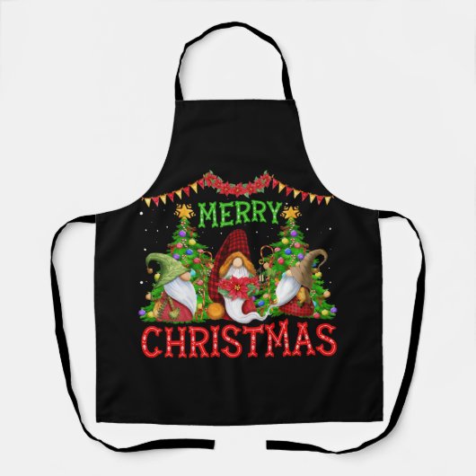 Tablier Joyeux Noël Gnome famille Noël Noël (Recto)