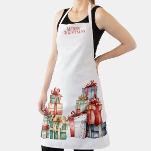 Tablier Joyeux Noël, Gros Cadeaux de Noël Emballés