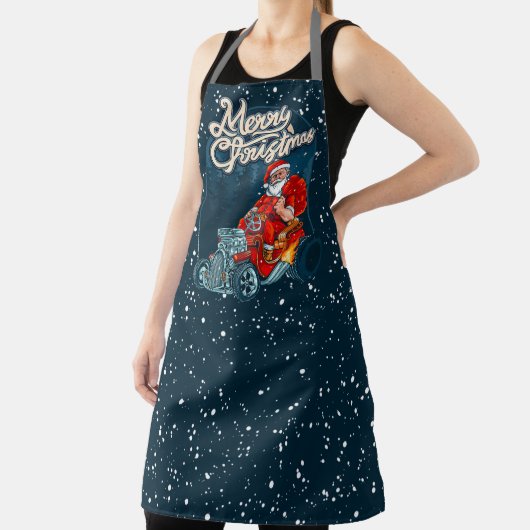 Tablier Joyeux Noël Hotrod Funny Car Père Noël (Insitu)