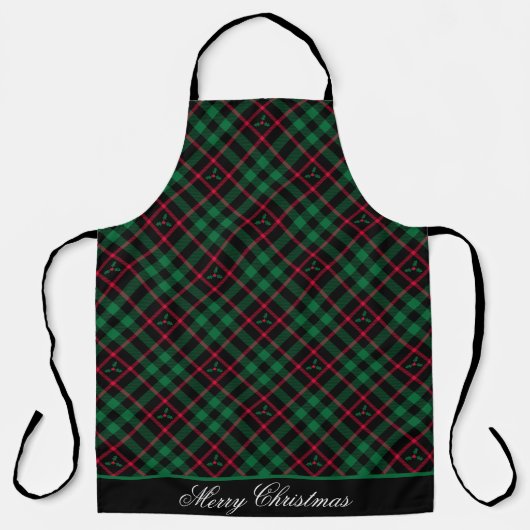 Tablier Joyeux Noël l Holly Plaid l Motif de Noël (Recto)