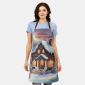 Tablier Joyeux Noël Maison en pain d'épices (Porté)
