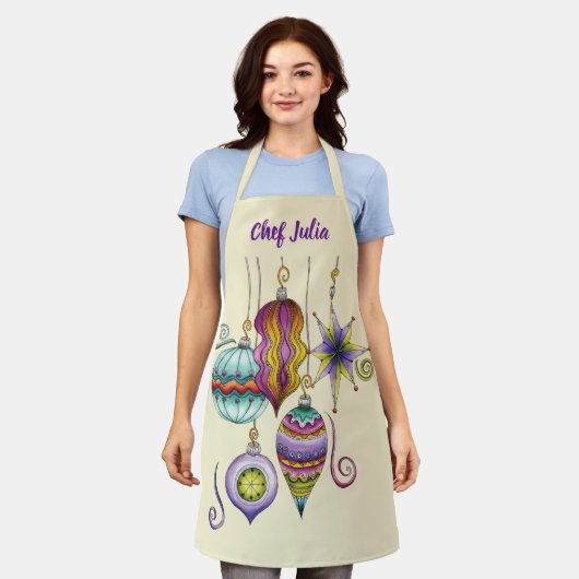 Tablier Joyeux Noël mignon, élégants et fantaisie ornement (Porté)