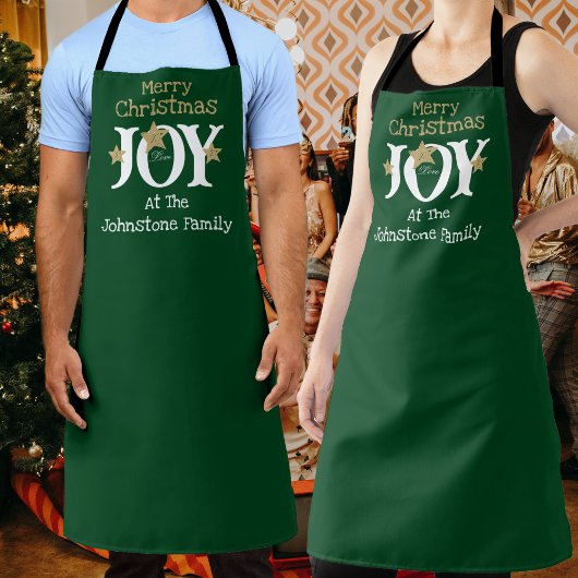 Tablier Joyeux Noël Nom du script Cool Rustic Green