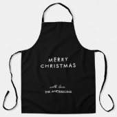 Tablier Joyeux Noël Nom personnalisé Noir (Recto)