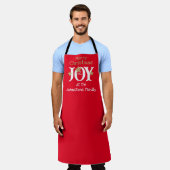 Tablier Joyeux Noël Nom Script Cool Chic Rouge mignon (Porté)