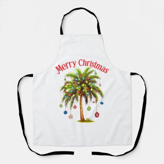 Tablier Joyeux Noël Palm Tree Light Hawaiian Tropical (Recto)