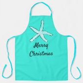 Tablier Joyeux Noël Pastel Turquoise Blue Beach Starfish (Recto)