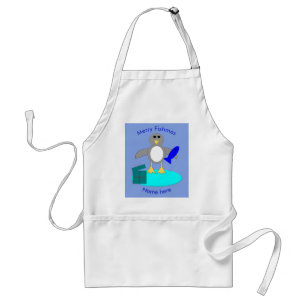 Tablier Joyeux Noël Pêche Pingouin Cuisine Apron