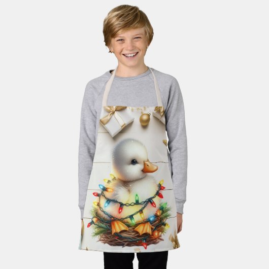 Tablier Joyeux Noël Petit Canard Tangé Dans Les Lumières (Porté)