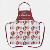 Tablier Joyeux Noël Plaid Baking Nom de l'équipage Rouge (Recto)