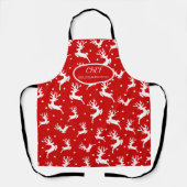 Tablier Joyeux Noël Reindees Red Holiday (Recto)