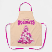 Tablier Joyeux Noël rose mignon Arbre Joyeux Vacances (Recto)