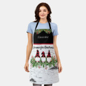 Tablier Joyeux Noël Rouge Casquette Buffaloe Gnomes Plaid (Porté)