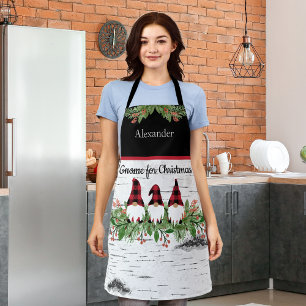 Tablier Joyeux Noël Rouge Casquette Buffaloe Gnomes Plaid