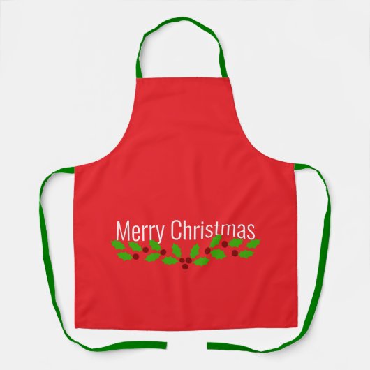 Tablier Joyeux Noël, rouge de fêtes, (Recto)