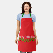 Tablier Joyeux Noël, rouge de fêtes, (Porté)