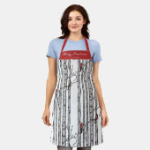 Tablier Joyeux Noël rouge et blanc Cardinal Bird Bird (Porté)