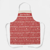 Tablier Joyeux Noël rouge et blanc Typographie rétro (Recto)