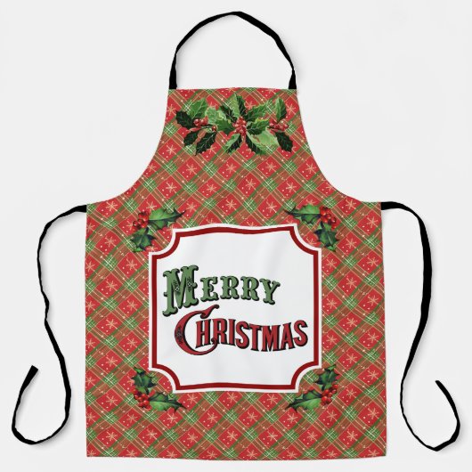 Tablier Joyeux Noël Rouge Plaid (Recto)