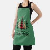 Tablier Joyeux Noël Rouge Vert Buffle Noir Arbre Plaid (Insitu)