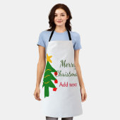 Tablier Joyeux Noël rouge vert Noël ajouter le nom (Porté)