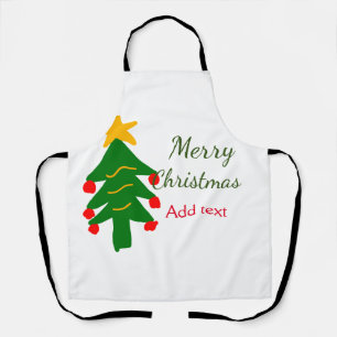 Tablier Joyeux Noël rouge vert Noël ajouter le nom