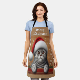 Tablier Joyeux Noël Scottish Fold Chat, Chat Père Noël Xma