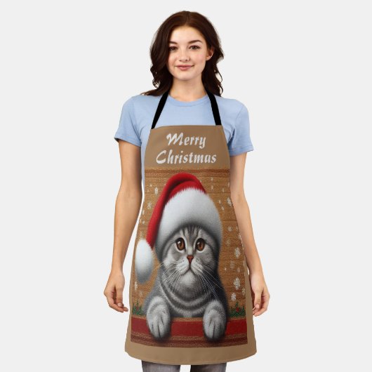 Tablier Joyeux Noël Scottish Fold Chat, Chat Père Noël Xma (Porté)
